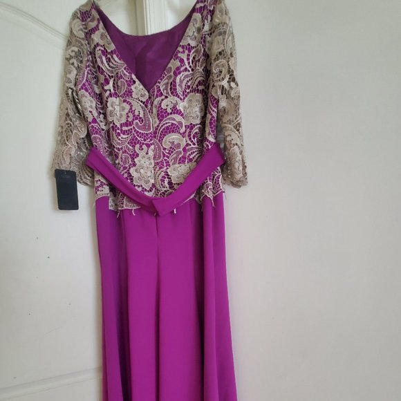 Ana Torres Fuchsia Column Mother of the Bride Dress | Elegant Formal Evening Gow - Picture 11 of 12